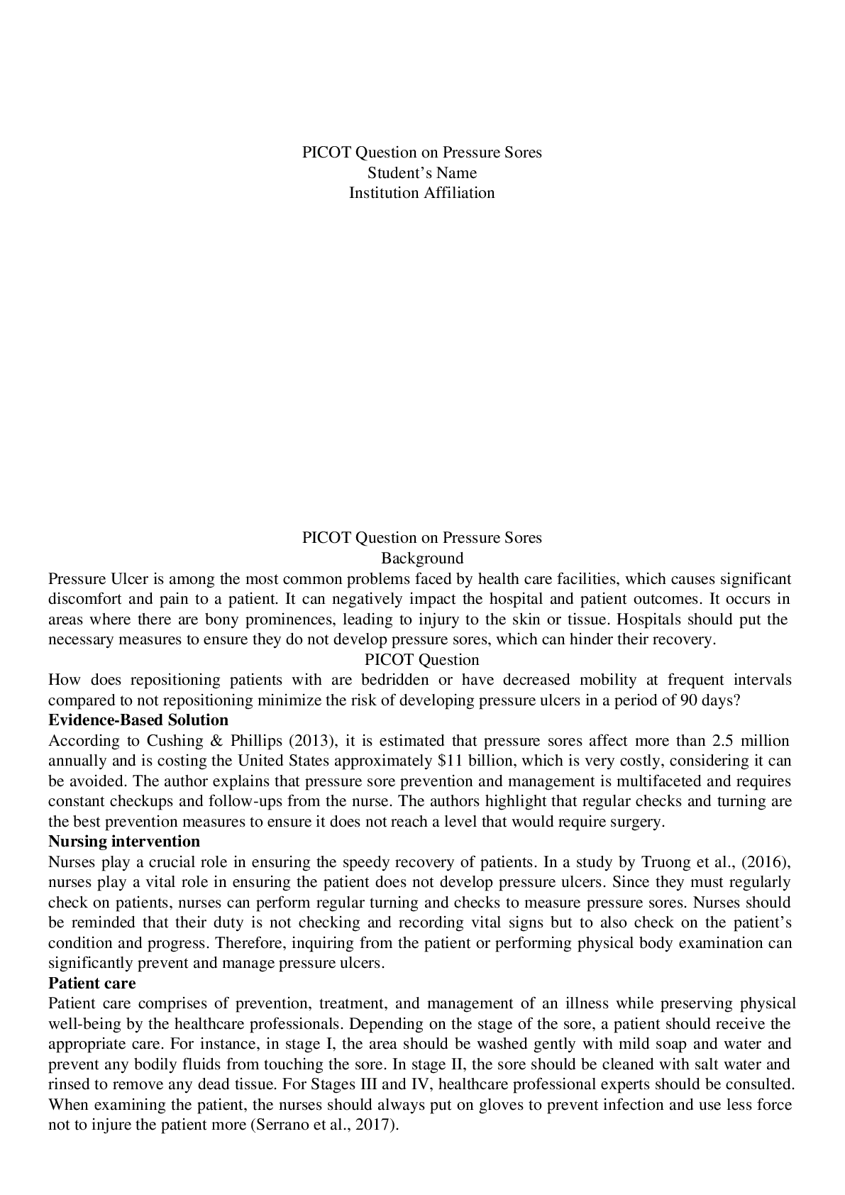 Preview image for NRS 493 PICOT Question Paper